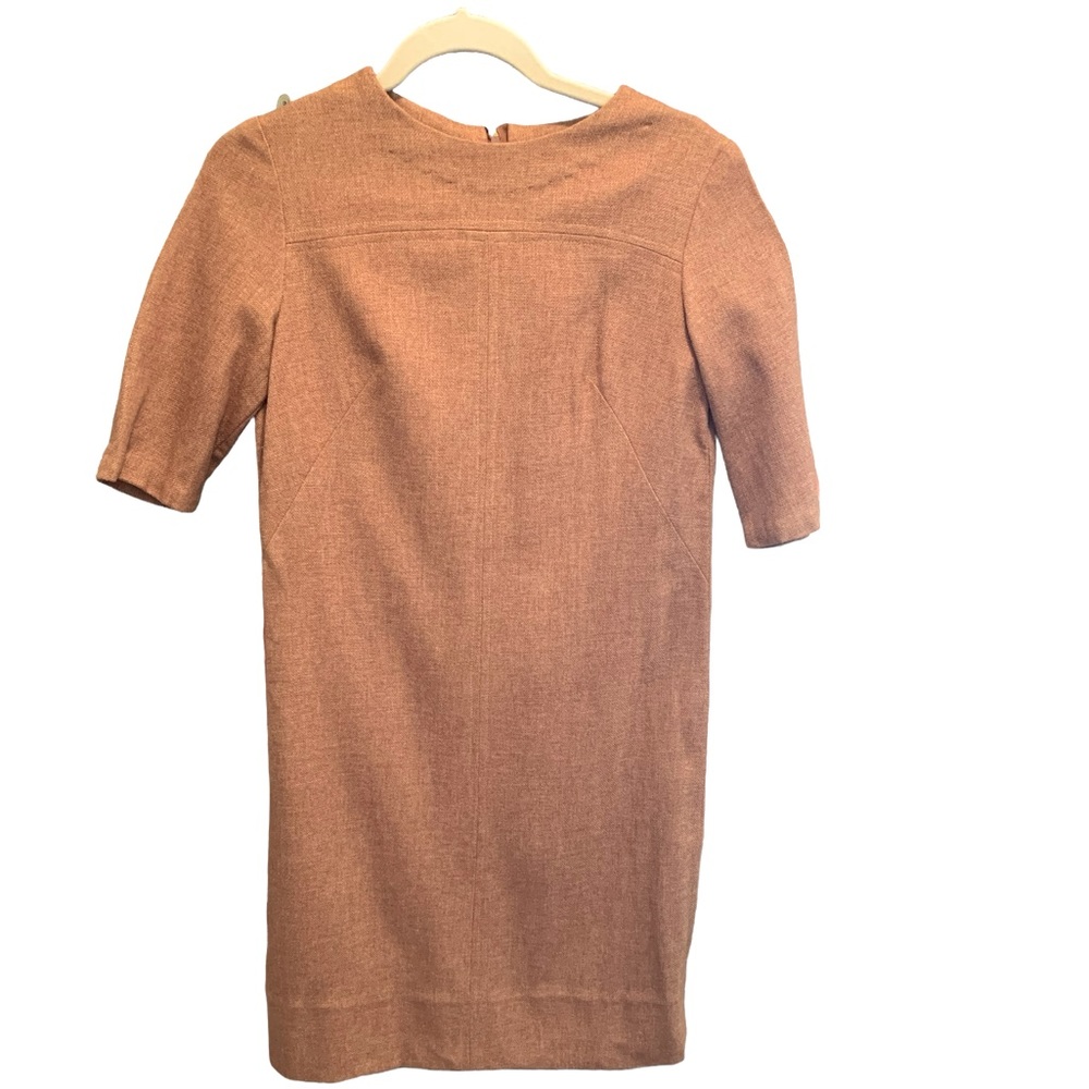 Vintage hand sewn dress. Toffee/nutmeg color. Small